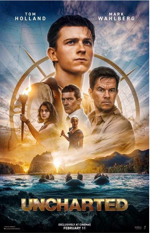 Tom Holland UNCHARTED Mark Wahlberg Tati Gabrielle advance movie poster 11x17