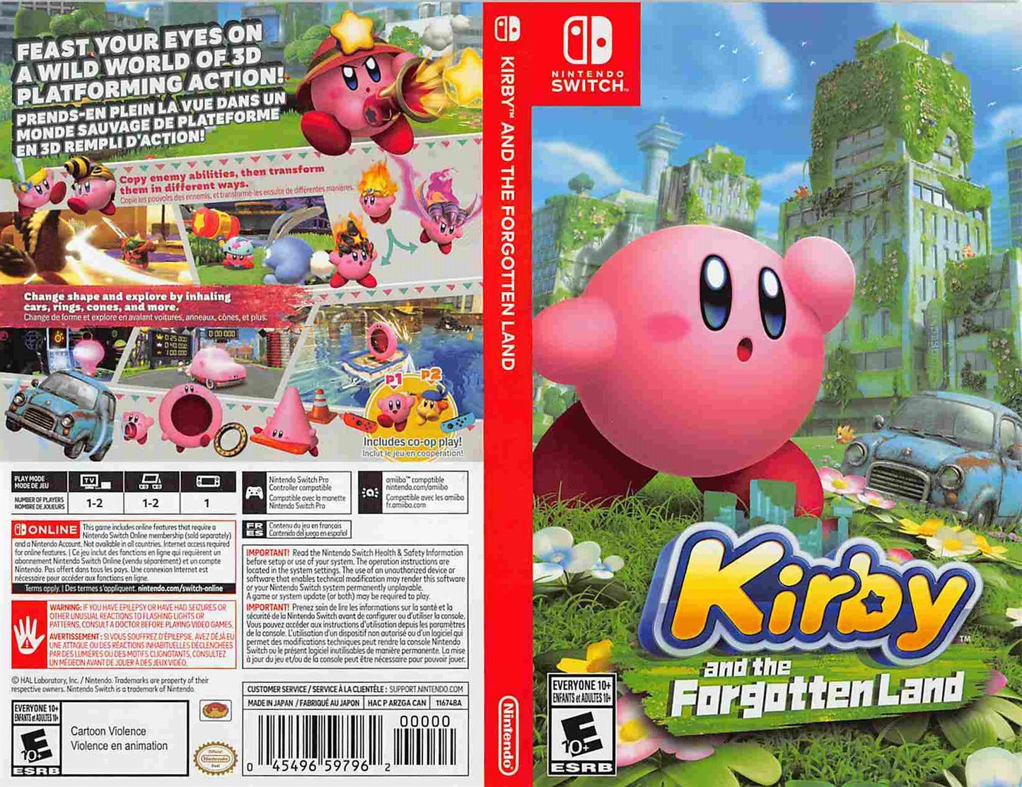 Nintendo Switch KIRBY AND THE FORGOTTEN LAND replacement box art