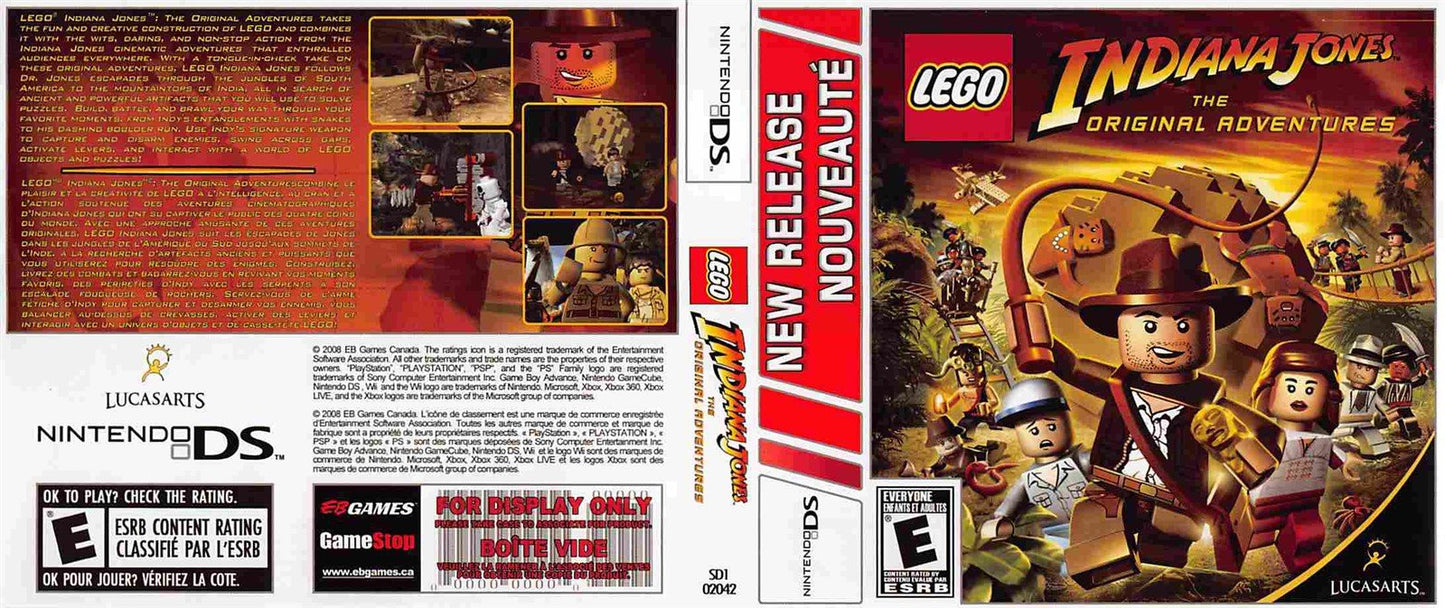 Nintendo DS Lego INDIANA JONES ORIGINAL ADVENTURES store display box art