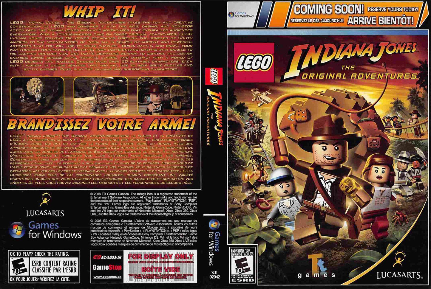 Windows PC Lego INDIANA JONES ORIGINAL ADVENTURES store display box art
