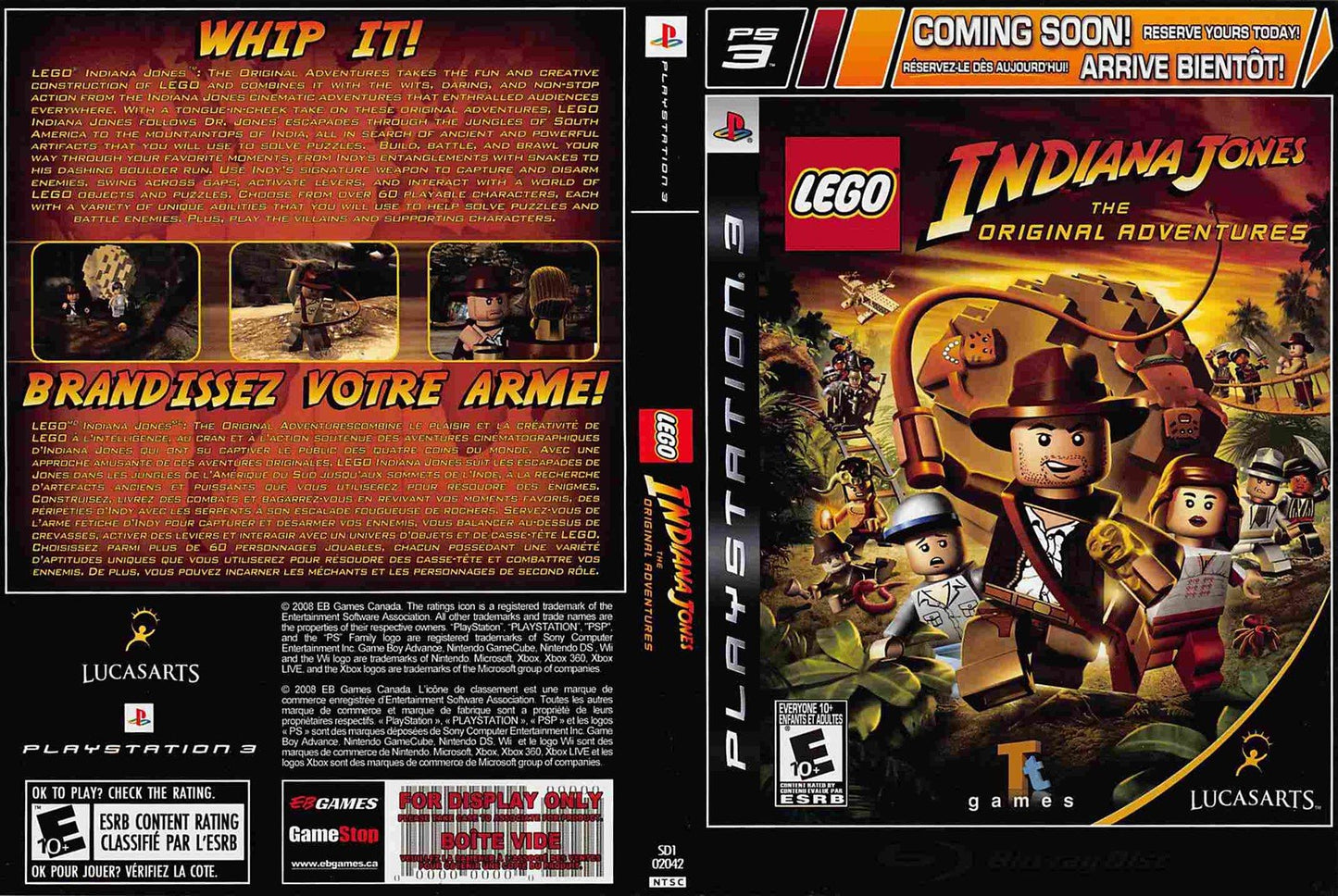 Sony PS3 Lego INDIANA JONES ORIGINAL ADVENTURES store display box art