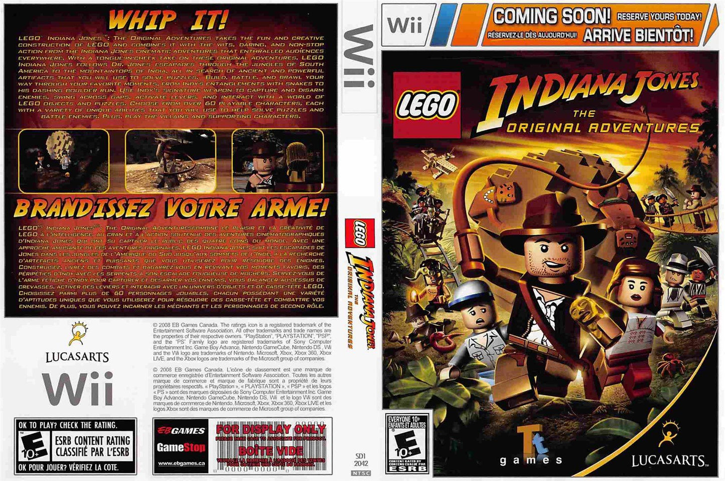 Nintendo Wii Lego INDIANA JONES ORIGINAL ADVENTURES store display box art