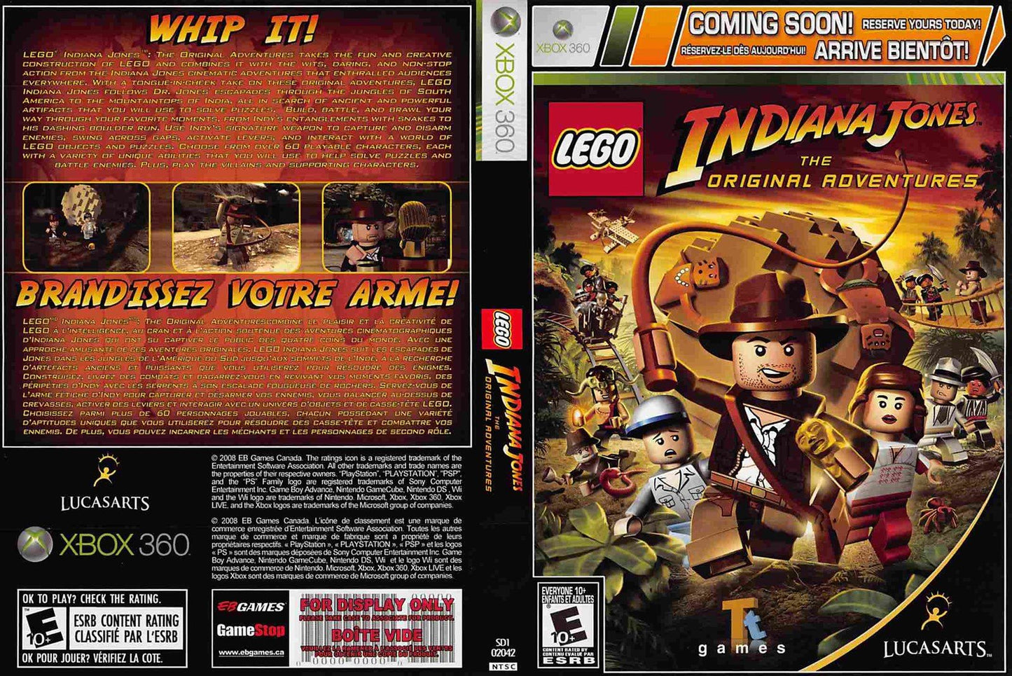 Microsoft XBOX Lego INDIANA JONES ORIGINAL ADVENTURES store display box art