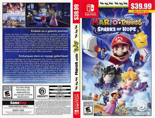 Nintendo Switch MARIO + RABBIDS SPARKS OF HOPE store display MARCH WITH FUN box art