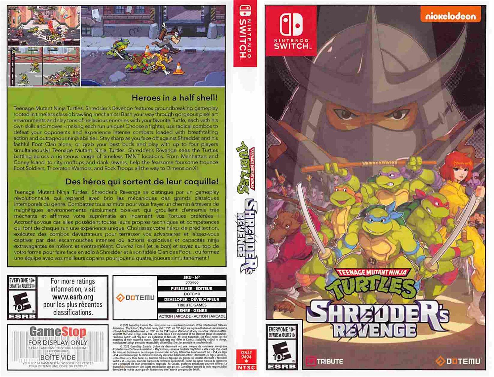 NES Switch TEENAGE MUTANT NINJA TURTLES SHREDDER'S REVENGE store