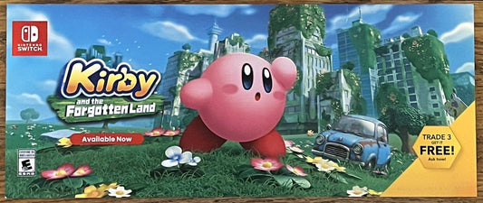 Nintendo Switch wall display KIRBY AND THE FORGOTTEN LAND store sign MINT
