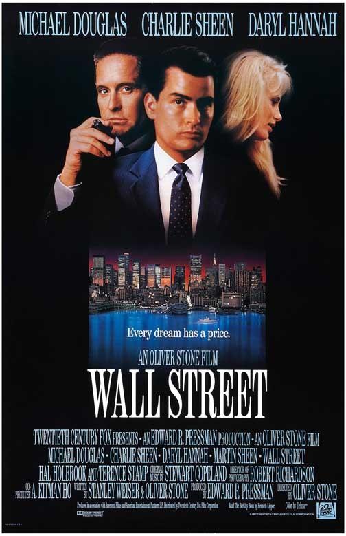 Michael Douglas WALL STREET Charlie Sheen Daryl Hannah movie poster 11x17