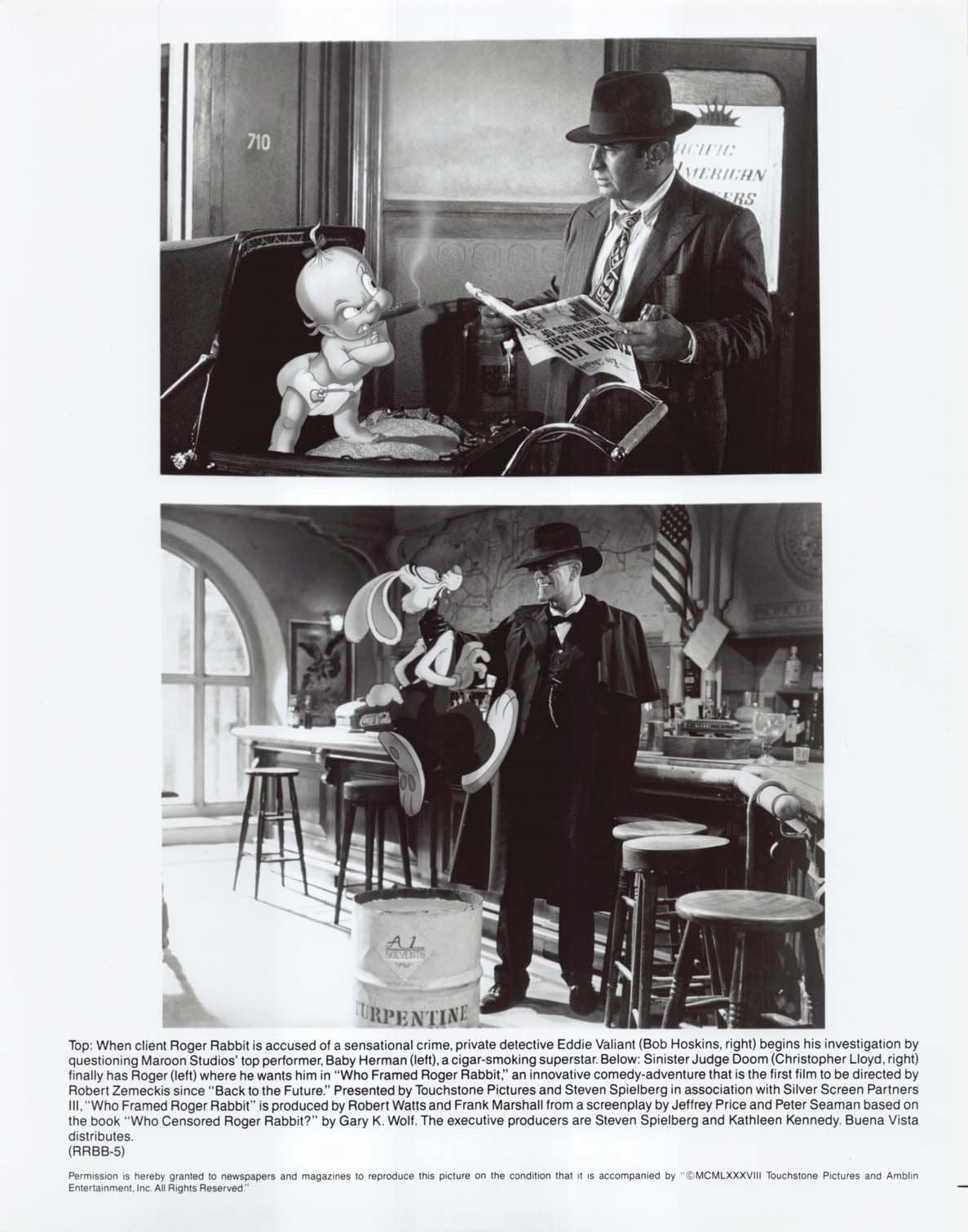 Bob Hoskins WHO FRAMED ROGER RABBIT Christopher Lloyd original 8x10 press photos