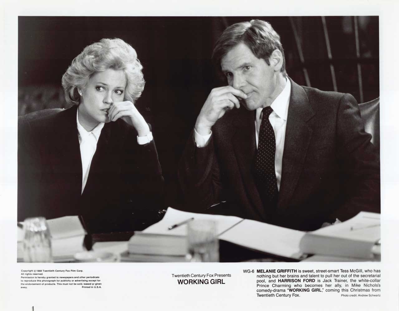 Melanie Griffith WORKING GIRL Harrison Ford original 10x8 press photo 1988