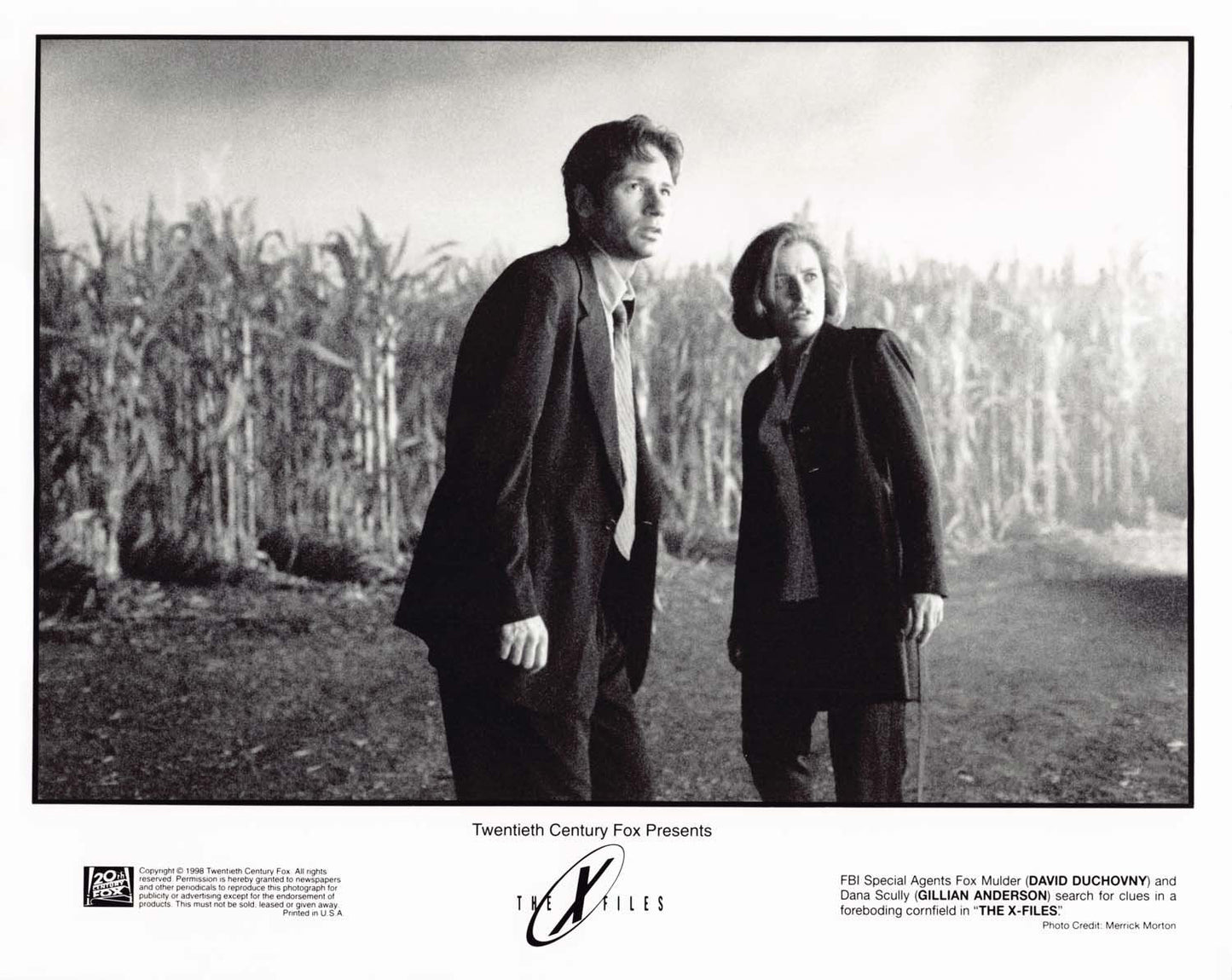 David Duchovny X-FILES movie Gillian Anderson original 8x10 press photo 1998