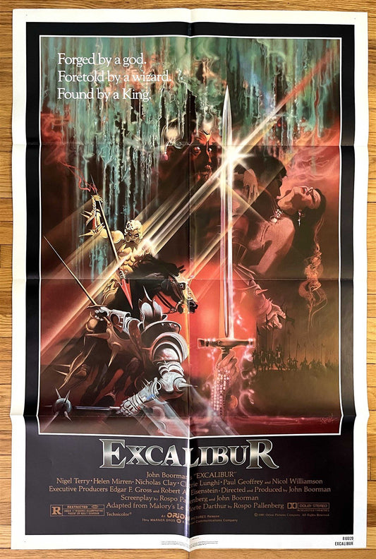 Nigel Terry EXCALIBUR Helen Mirren original 27x41 movie poster 1981 Bob Peak