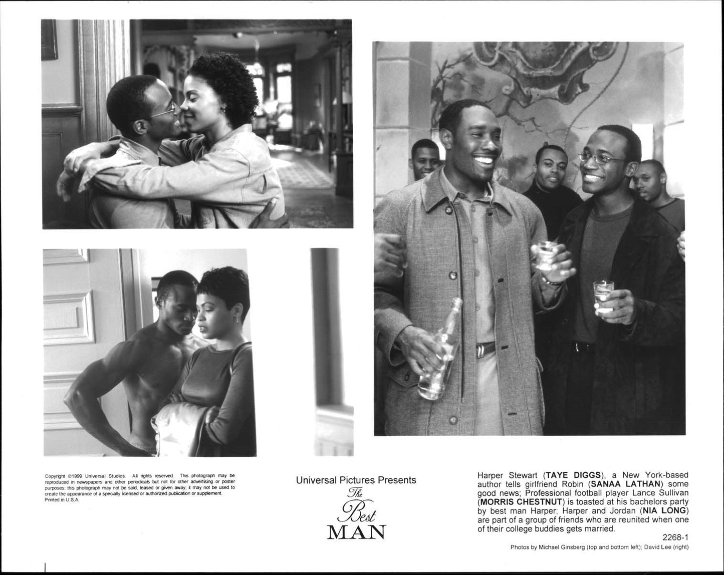 Nia Long BEST MAN Taye Diggs Morris Chestnut original press photo 1999
