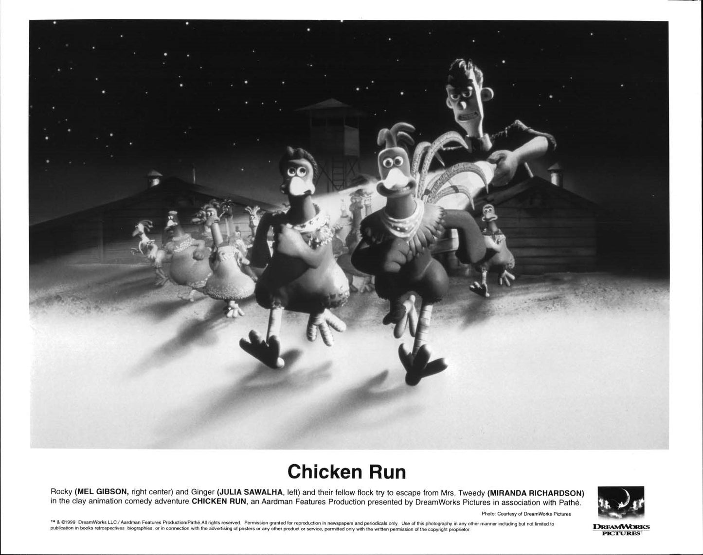 Mel Gibson CHICKEN RUN Julia Sawalha original press photo 1999