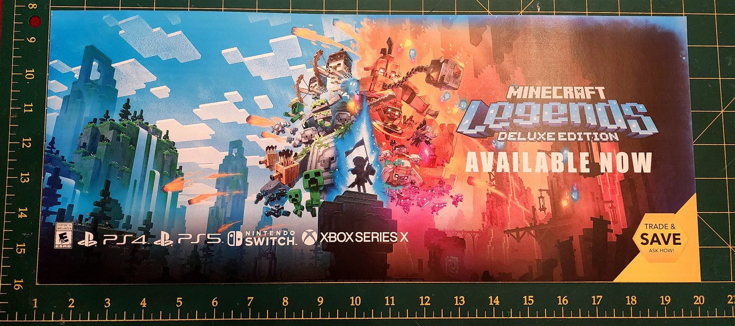 PS4 PS5 SWITCH XBox wall display signage MINECRAFT LEGENDS DELUXE ED sign MINT