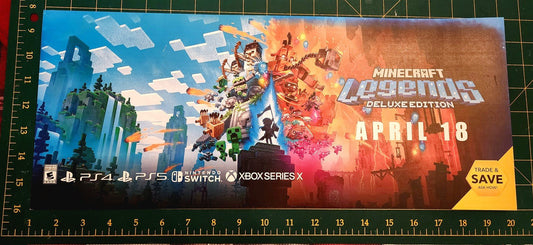 PS4 PS5 SWITCH XBox wall display signage MINECRAFT LEGENDS DELUXE ED sign MINT