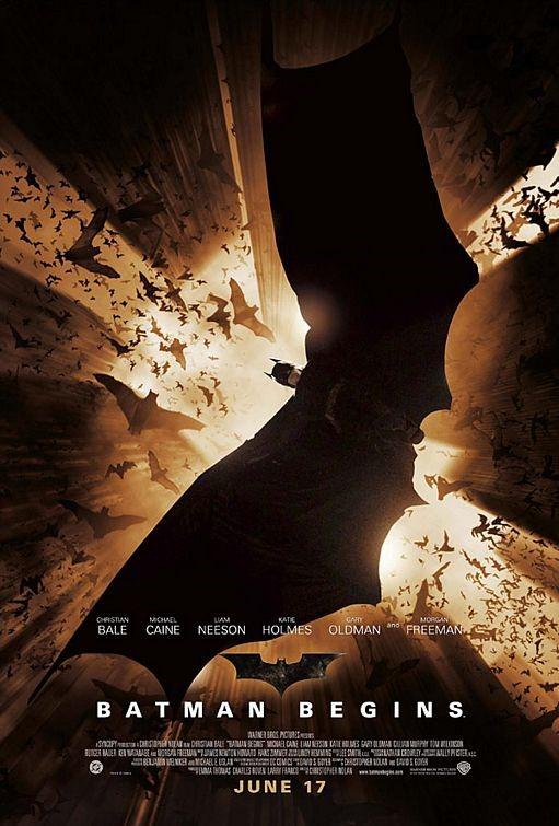 Christian Bale BATMAN BEGINS 2005 original rolled DS movie poster 27x40 Gliding