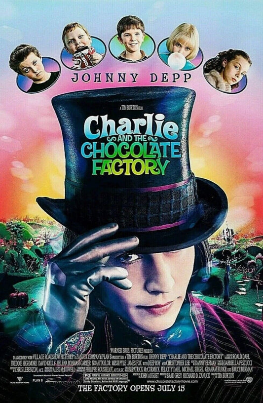 Johnny Depp CHARLIE AND THE CHOCOLATE FACTORY original DS movie poster 27x40