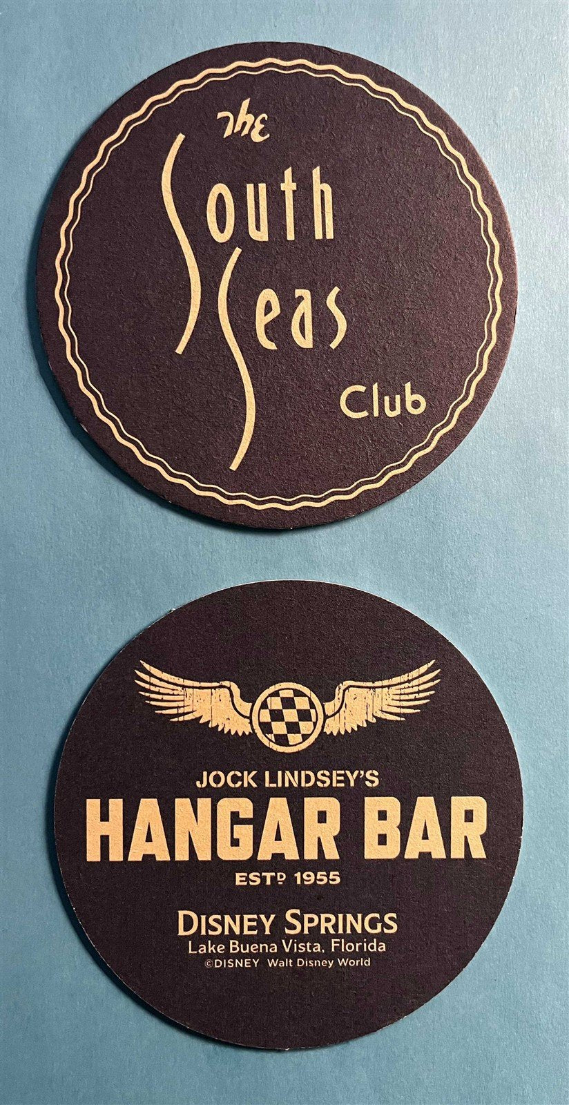 Disney JOCK LINDSEY'S HANGAR BAR Indiana Jones SOUTH SEAS CLUB drink coaster