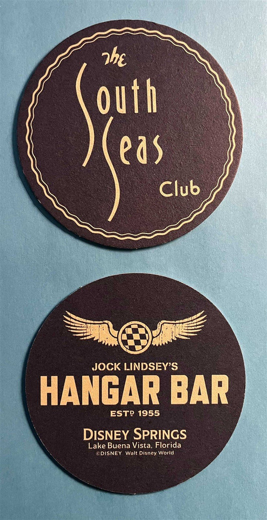 Disney JOCK LINDSEY'S HANGAR BAR Indiana Jones SOUTH SEAS CLUB drink coaster