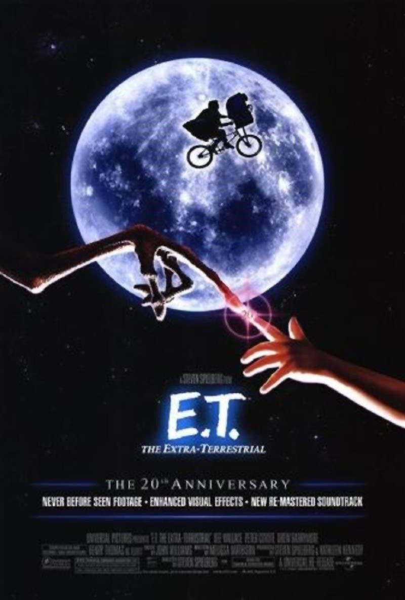 E.T. THE EXTRA-TERRESTRIAL 27x40 original 20th Anniversary DS movie poster