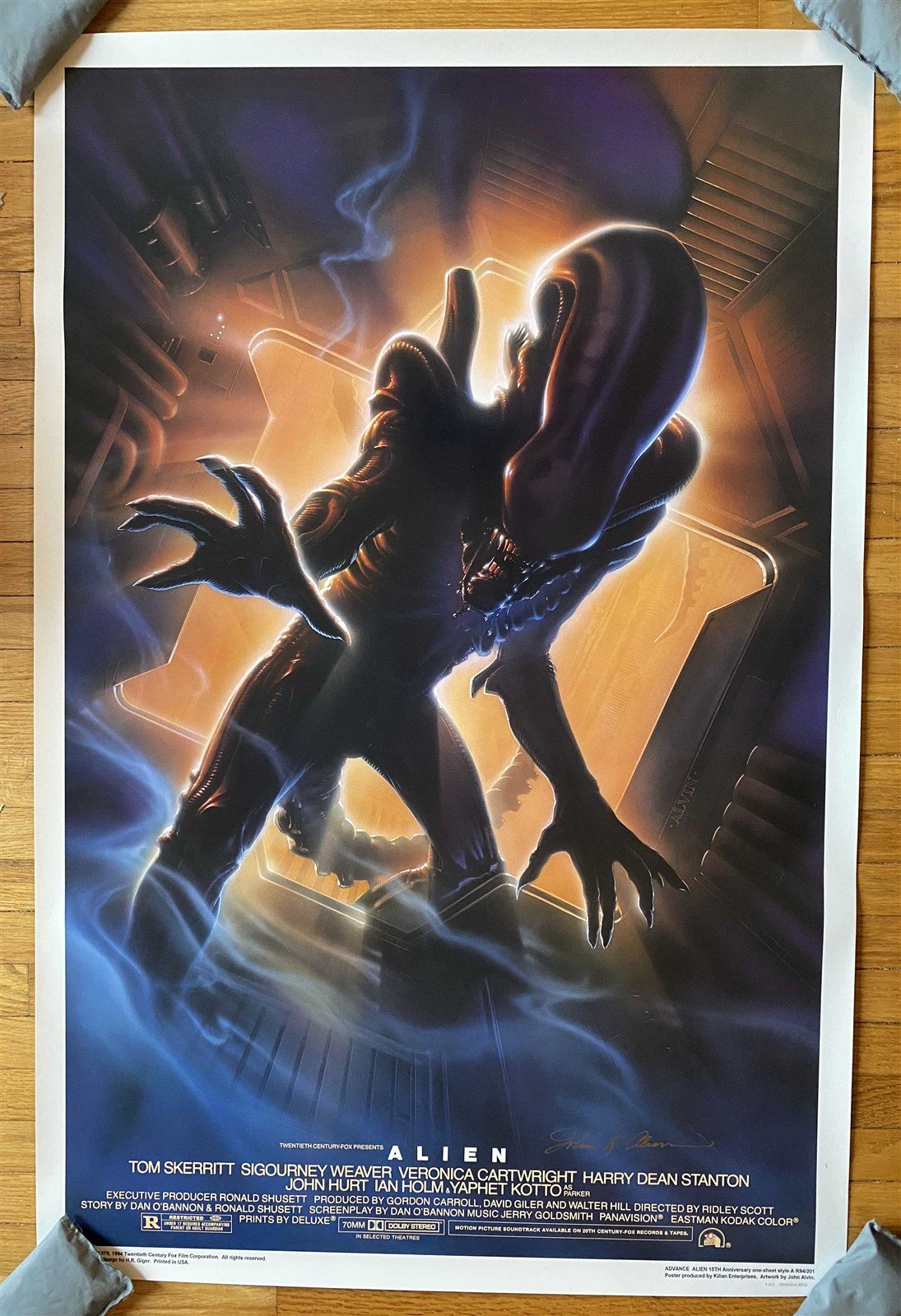 ALIEN 15th Anniversary numbered limited movie poster Killian JOHN ALVIN SIGNED