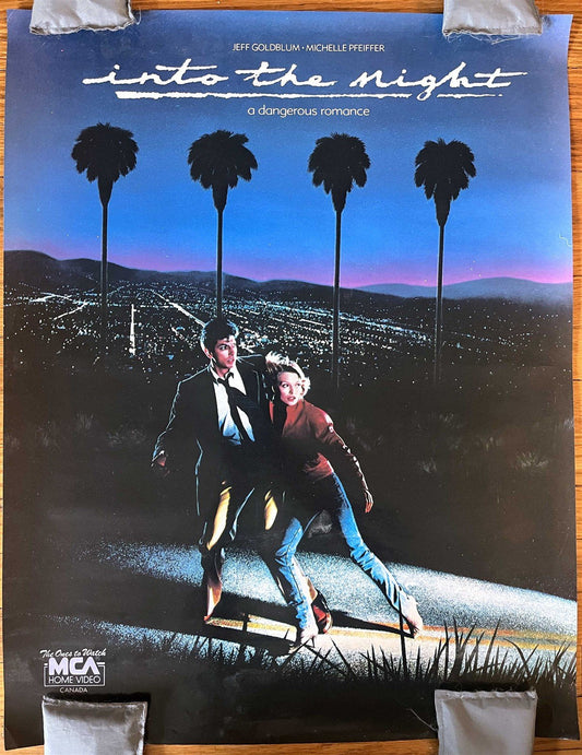 Jeff Goldblum INTO THE NIGHT Michelle Pfeiffer Home Video store poster 18¾x24