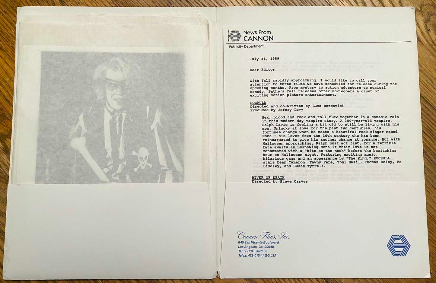 Cannon Films ROCKULA, RIVER OF DEATH, TEN LITTLE INDIANS press kit with photos