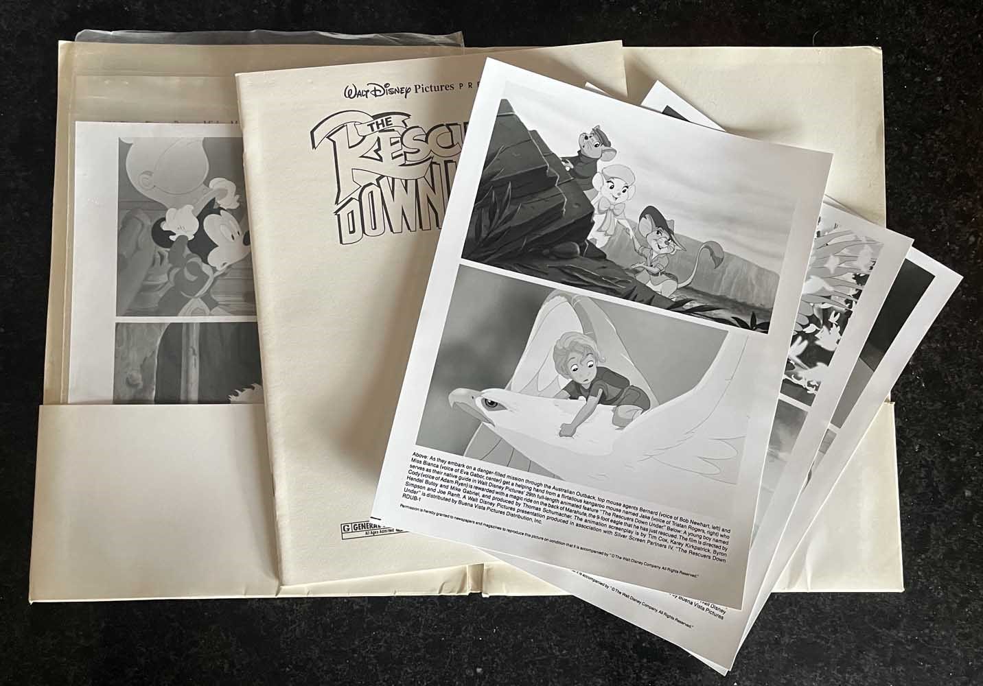 Disney RESCUERS DOWN UNDER & PRINCE AND THE PAUPER press kit 1990