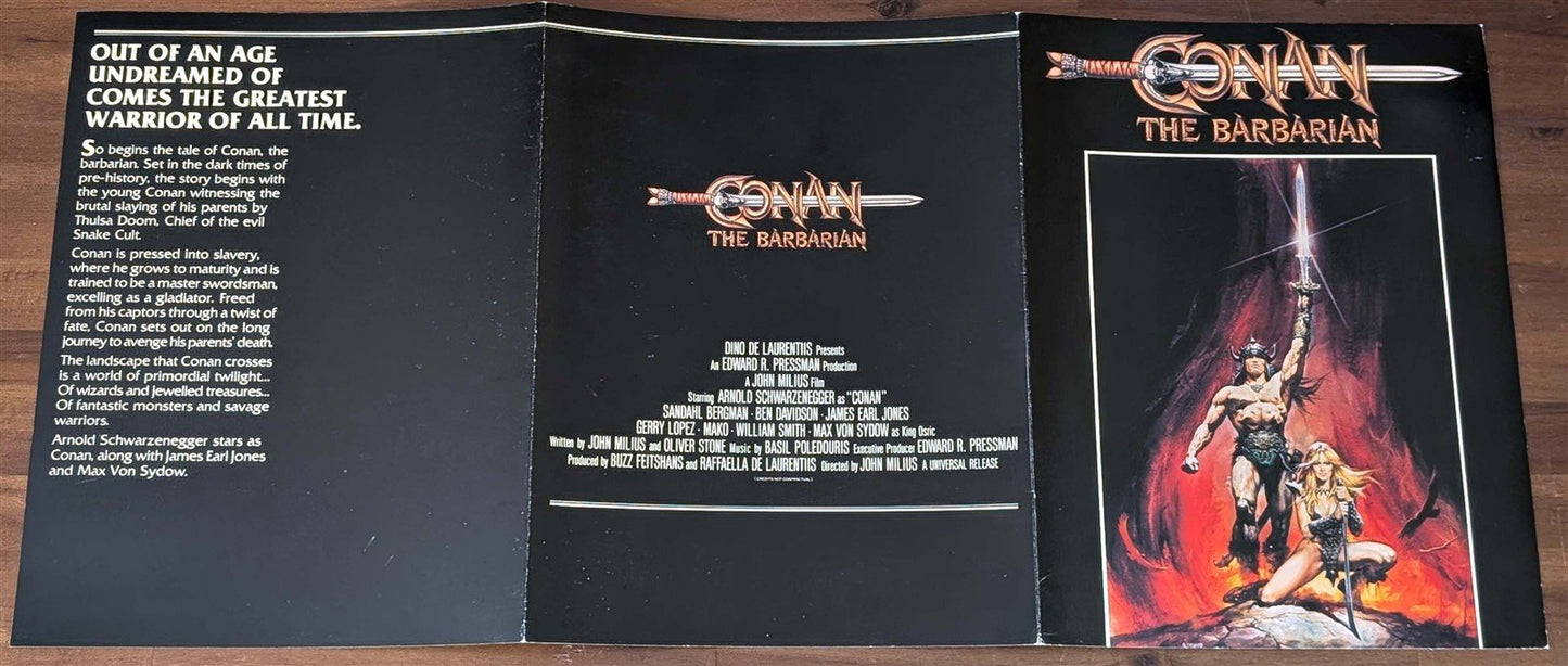 Arnold Schwarzenegger CONAN THE BARBARIAN promotional brochure 1982