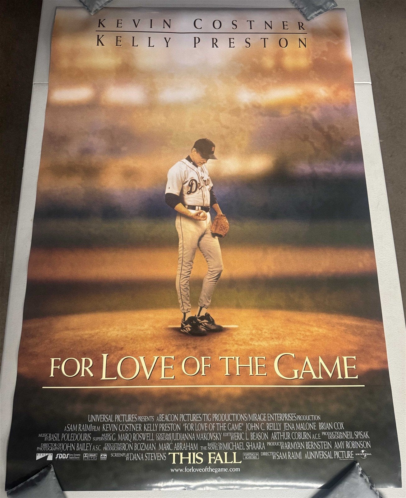 Kevin Costner FOR LOVE OF THE GAME Kelly Preston ORIGINAL 27x40 movie poster
