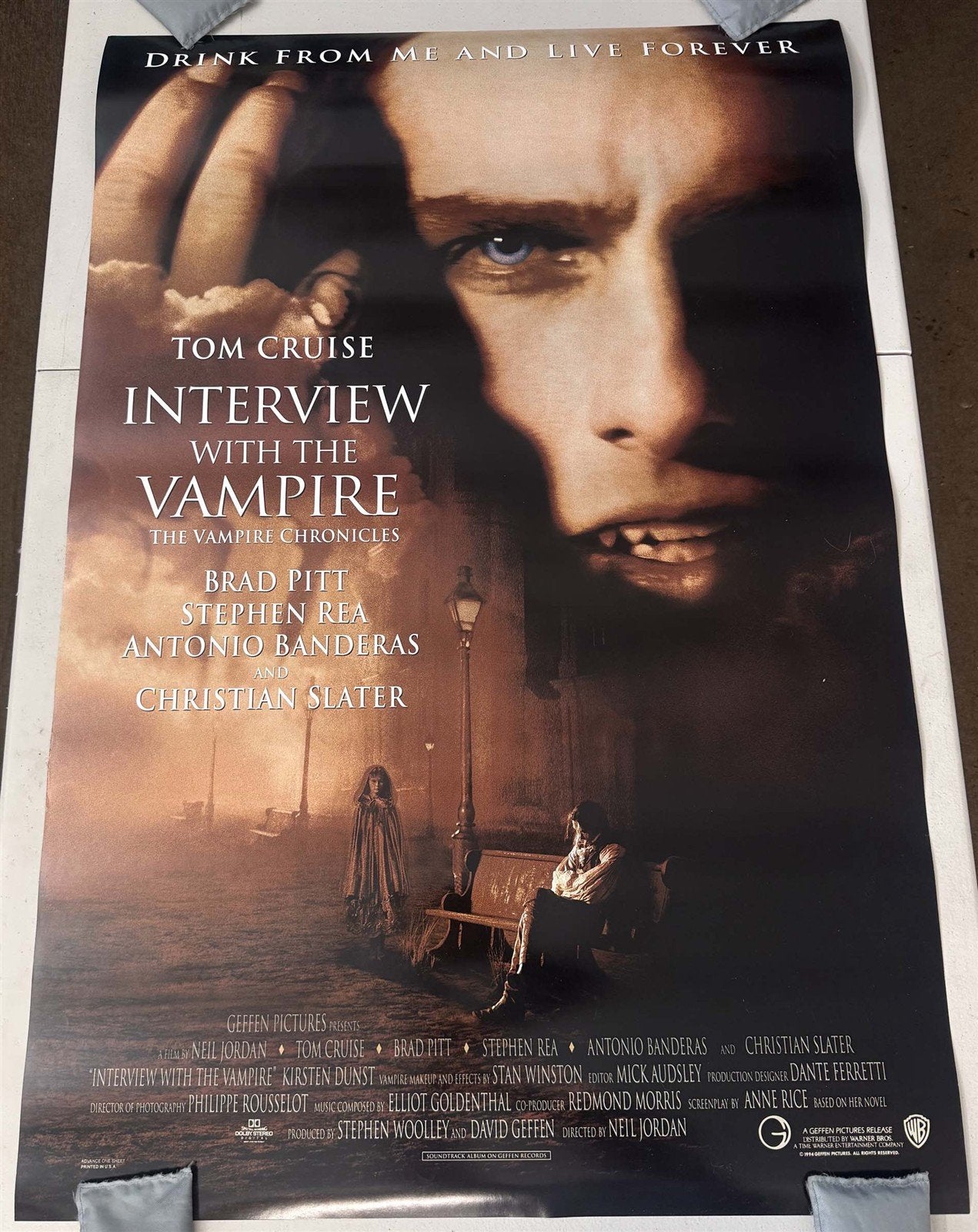 Brad Pitt INTERVIEW WITH THE VAMPIRE Tom Cruise original 27x40 DS movie poster