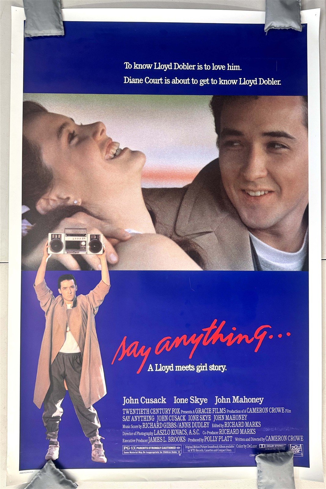 1989 John Cusack SAY ANYTHING original ROLLED 1-Sheet theater movie poster 27x40
