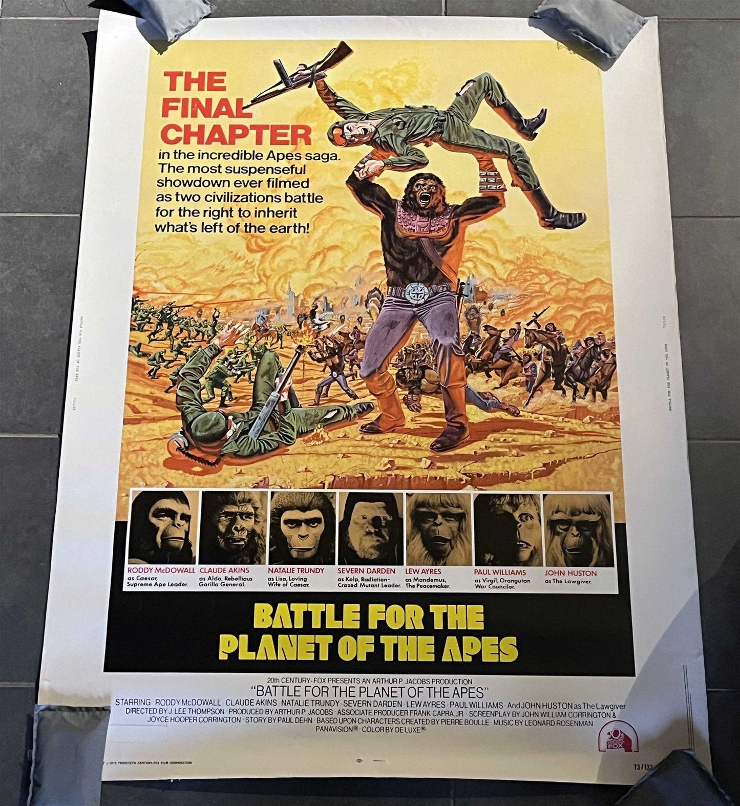 Roddy McDowall BATTLE FOR THE PLANET OF THE APES original 30x40 poster 1973