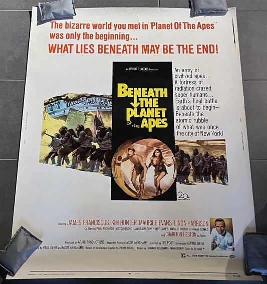 Charlton Heston BENEATH THE PLANET OF THE APES original 30x40 poster 1970