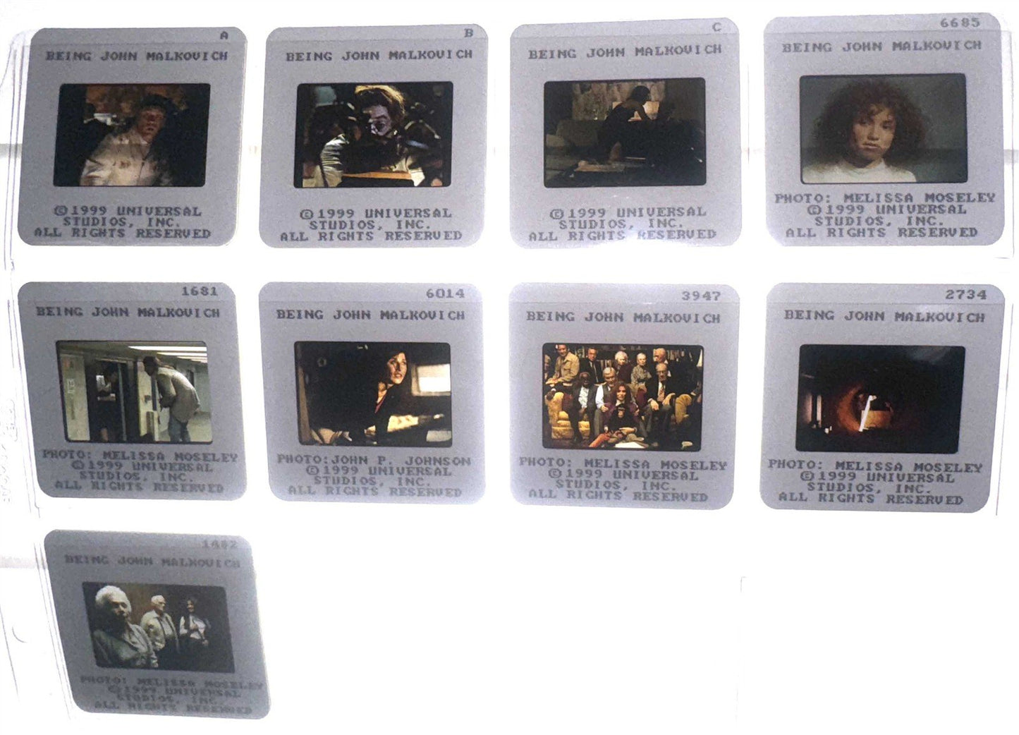 John Cusack BEING JOHN MALKOVICH Cameron Diaz original 35mm studio press slides