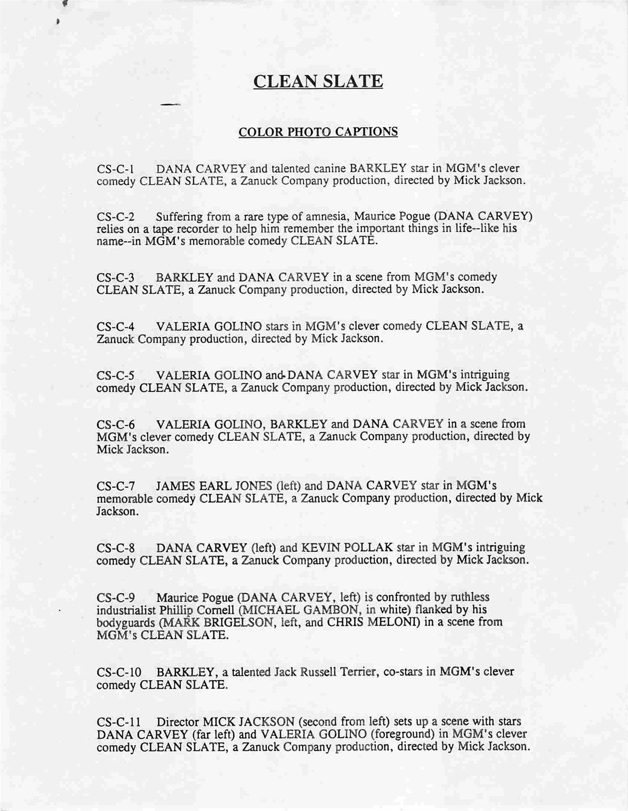 Dan Carvey CLEAN SLATE Valeria Golino original 35mm studio press slides