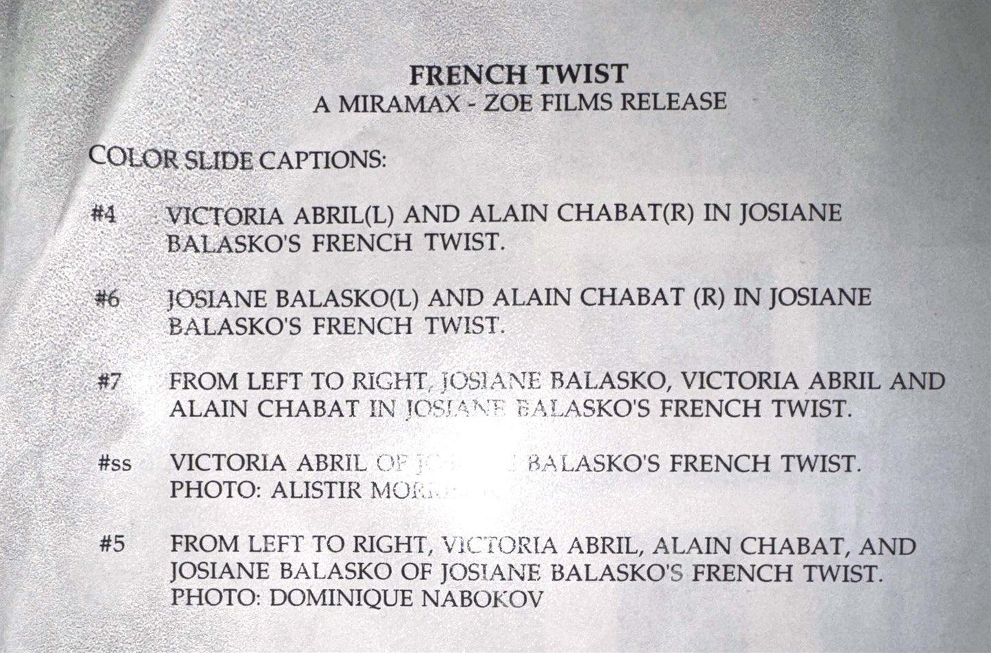 Victoria Abril FRENCH TWIST Alain Chabat original 35mm studio press slides
