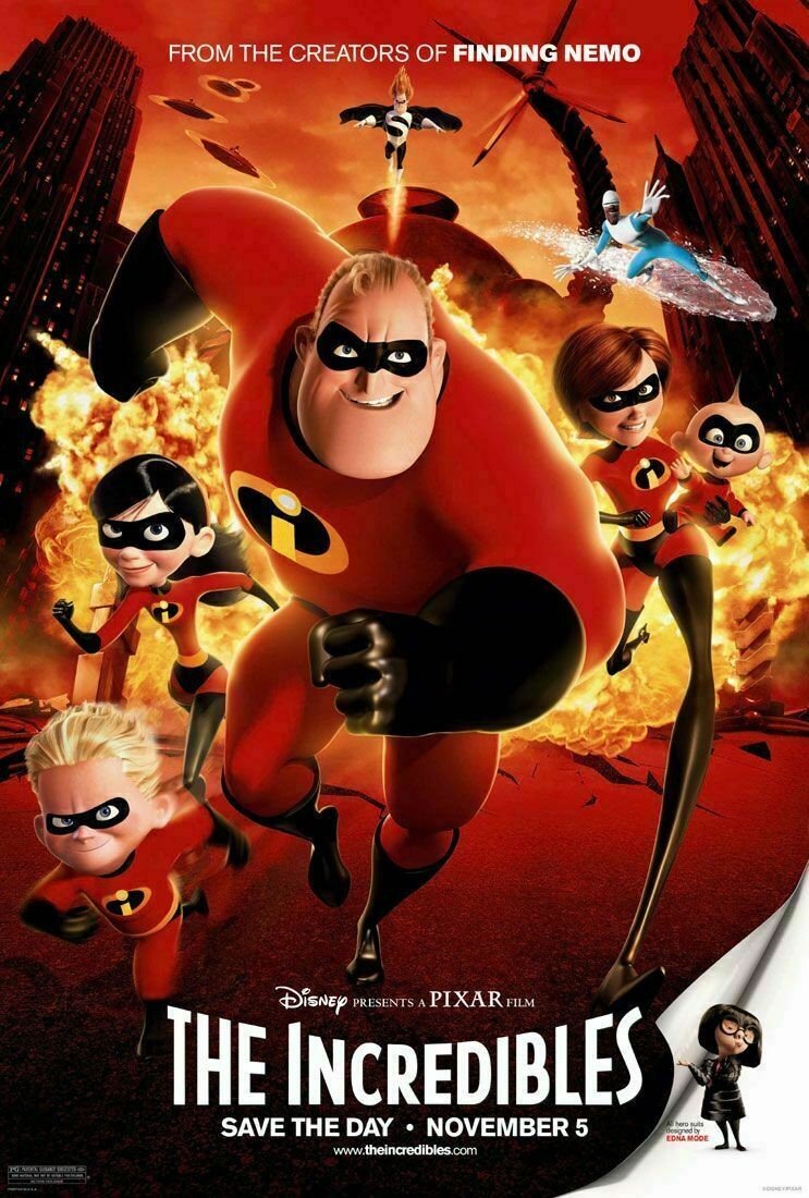 Pixar THE INCREDIBLES movie poster 2 Sided ORIGINAL FINAL 27x40