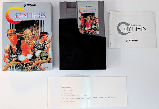 Konami CONTRA Nintendo NES 1988, Game, Sleeve, Box, Manual, Used, Tested