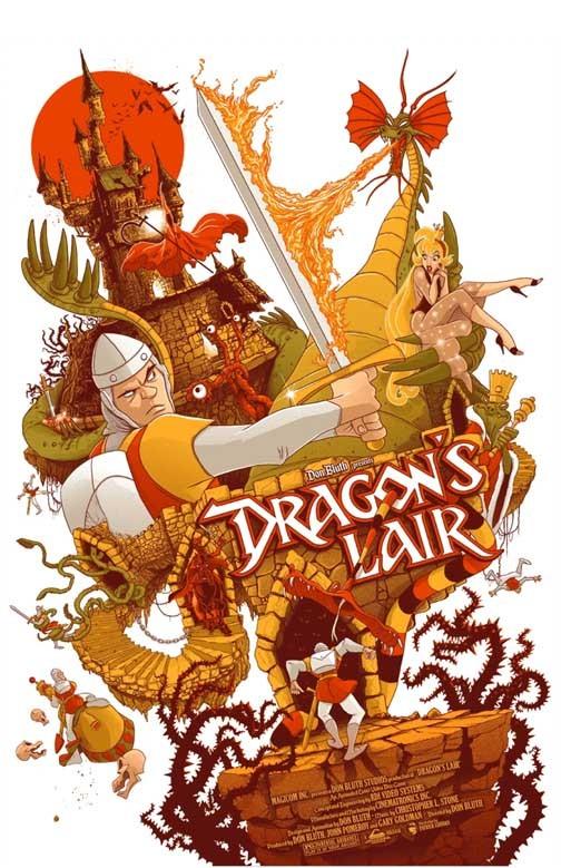 Don Bluth DRAGON'S LAIR montage video game poster 11x17