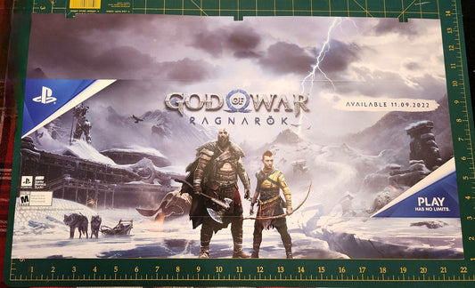 Sony PLAYSTATION wall store display signage GOD OF WAR RAGNAROK sign MINT