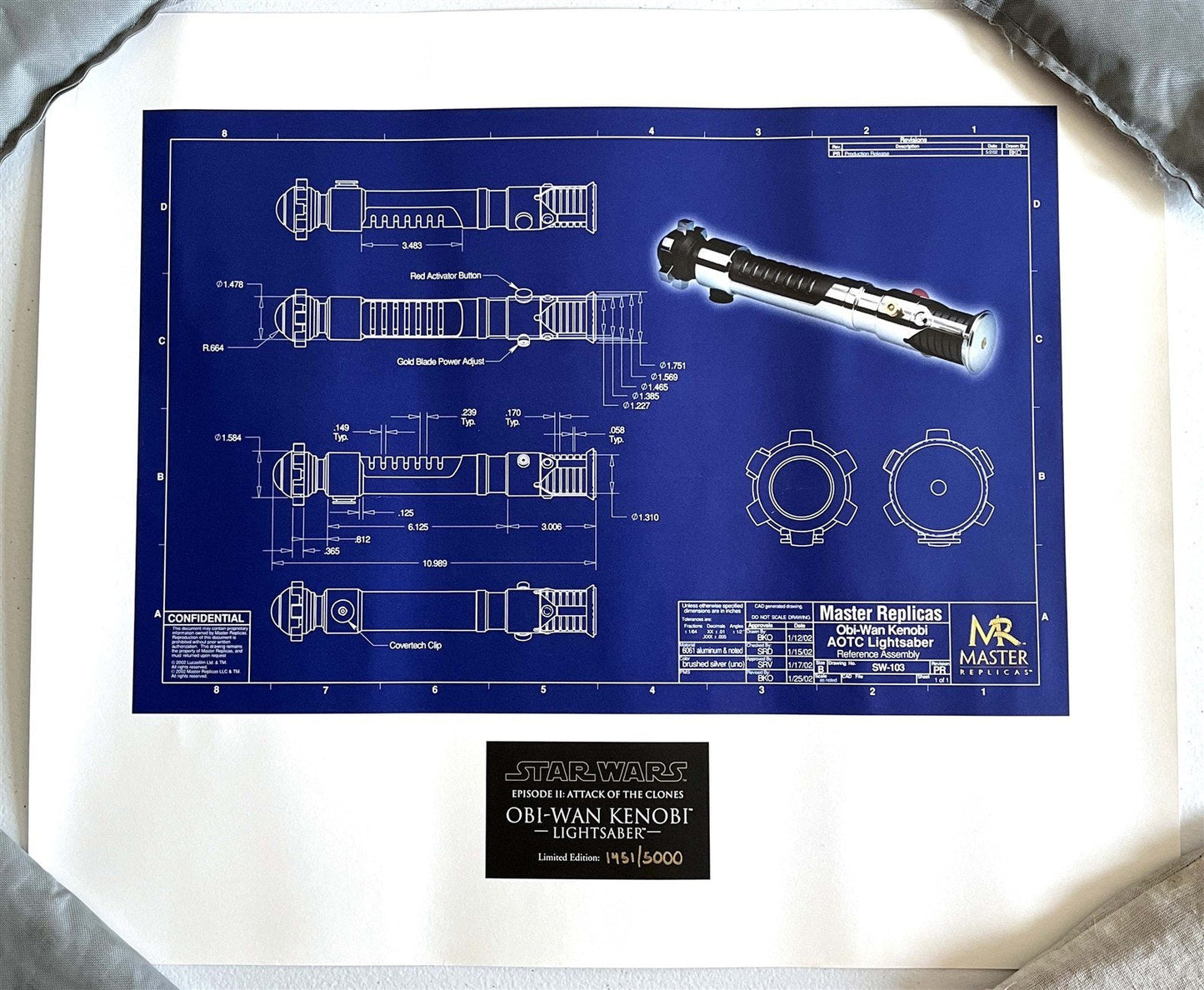 Master Replicas STAR WARS Obi-Wan Kenobi AOTC lightsaber assembly blueprint