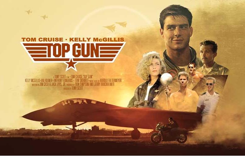Tom Cruise TOP GUN Kelly McGillis Val Kilmer movie poster 17x11