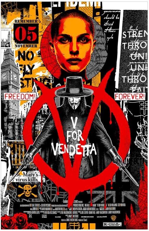 Hugo Weaving V FOR VENDETTA Natalie Portman artwork movie poster 11x17