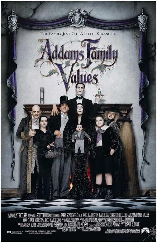 Raul Julia ADDAMS FAMILY VALUES Anjelica Huston movie poster 11x17