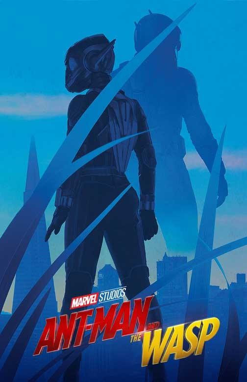 Paul Rudd ANT-MAN WASP Evangeline Lilly blue duo movie poster 11x17
