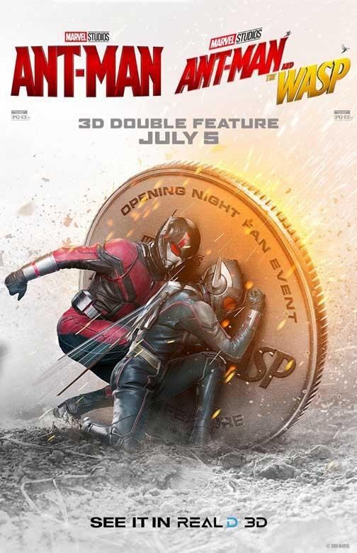 Paul Rudd ANT-MAN WASP Evangeline Lilly double-feature movie poster 11x17
