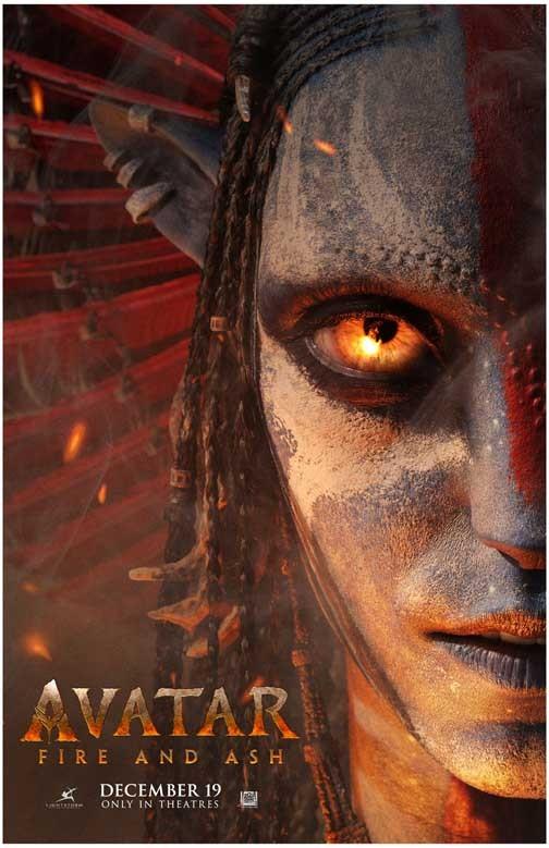 Zoe Saldana AVATAR FIRE AND ASH Sam Worthington advance movie poster 11x17
