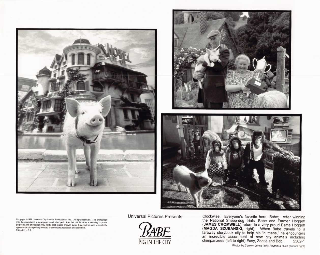 James Cromwell BABE PIG IN THE CITY original press photos 1998