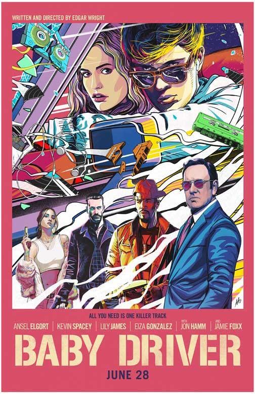Ansel Elgort BABY DRIVER Jon Hamm Lily James advance movie poster 11x17